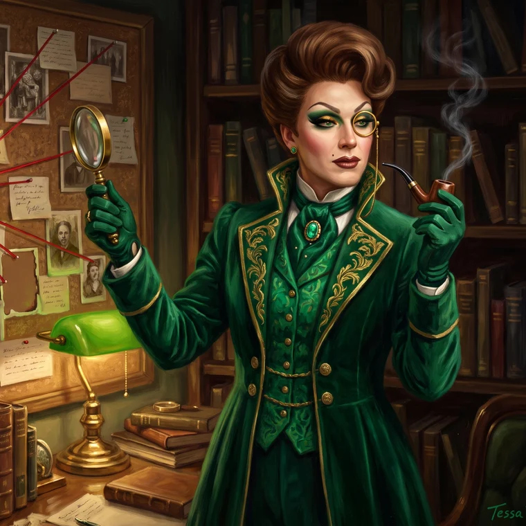 Tessa Trace, the Completeness Critic — an investigator tracing connections with a magnifier